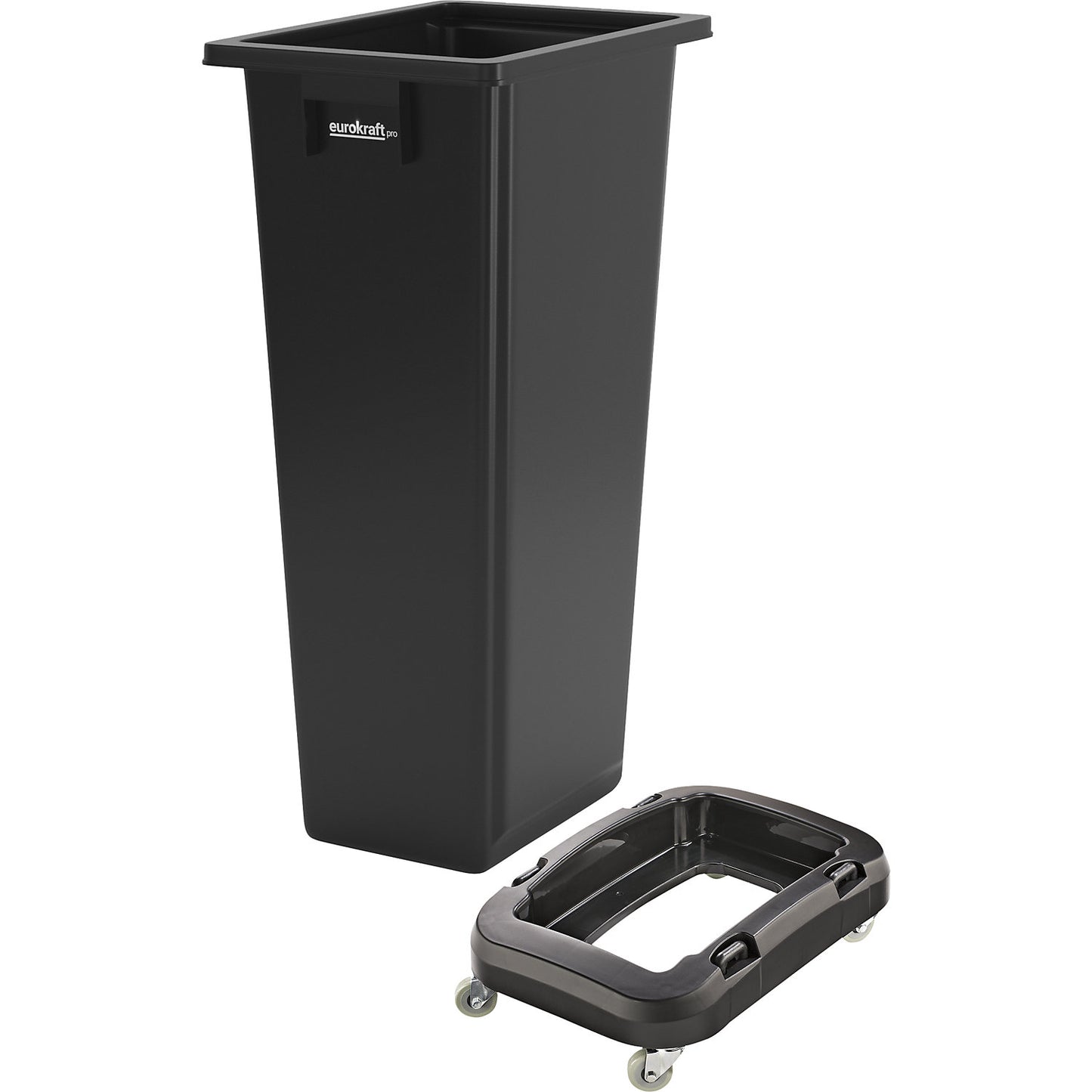 Recycling collector with trolley, black, 80 litres.