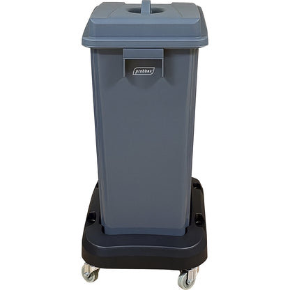 Recycling collector with trolley, grey lid, 60 litres.