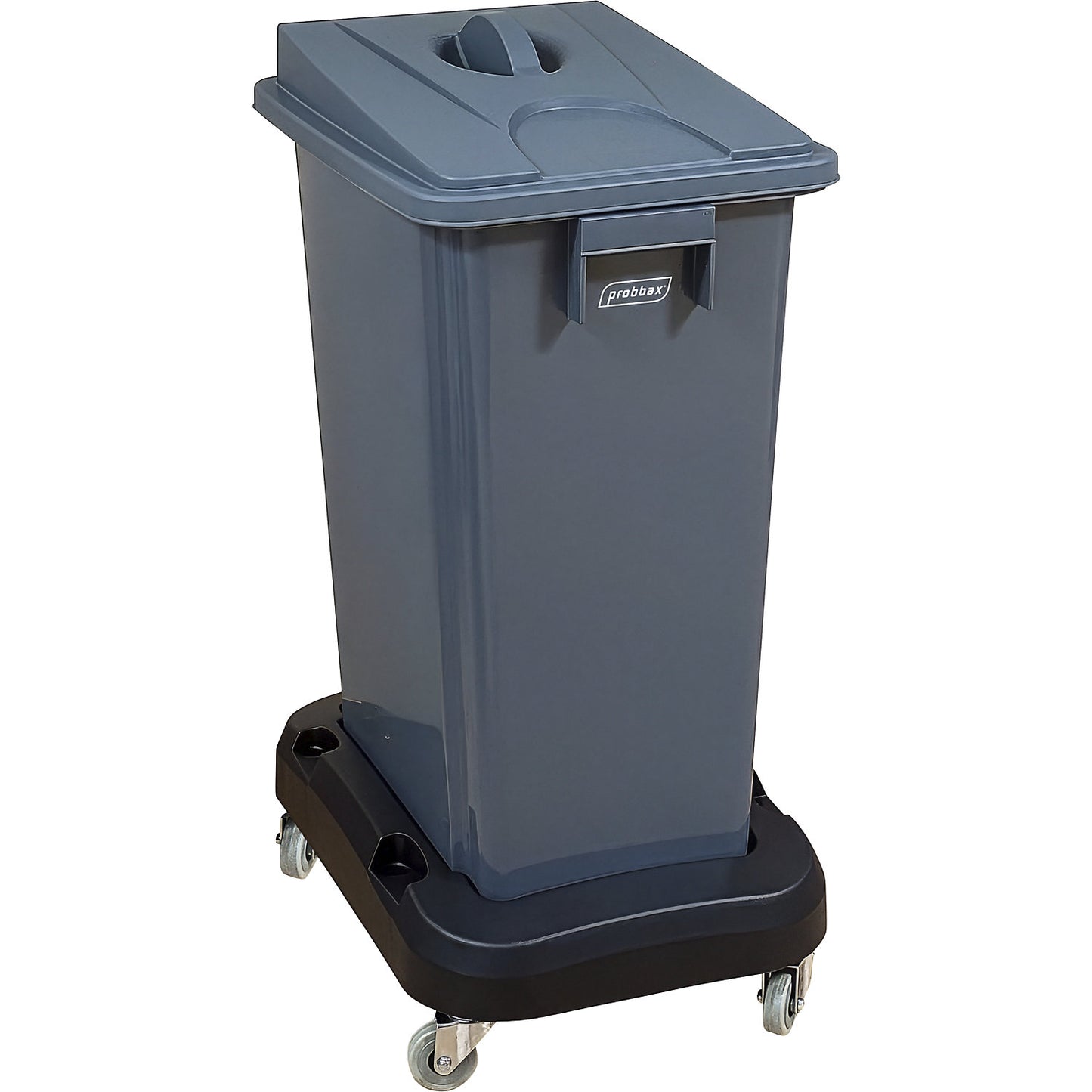 Recycling collector with trolley, grey lid, 60 litres.