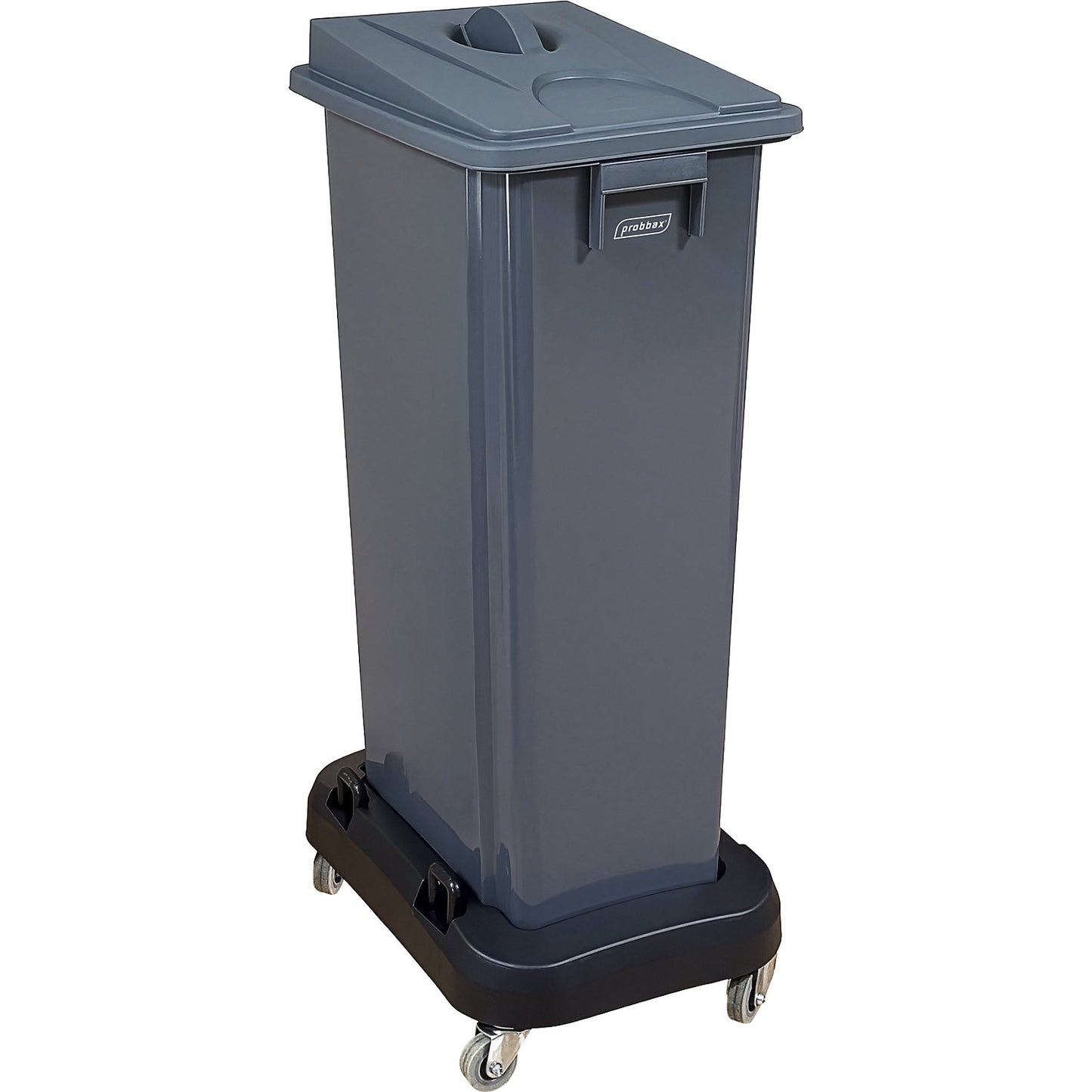 Recycling collector with trolley, grey lid, 80 litres.