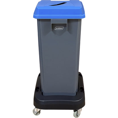 Recycling collector with trolley, blue lid, 60 litres.