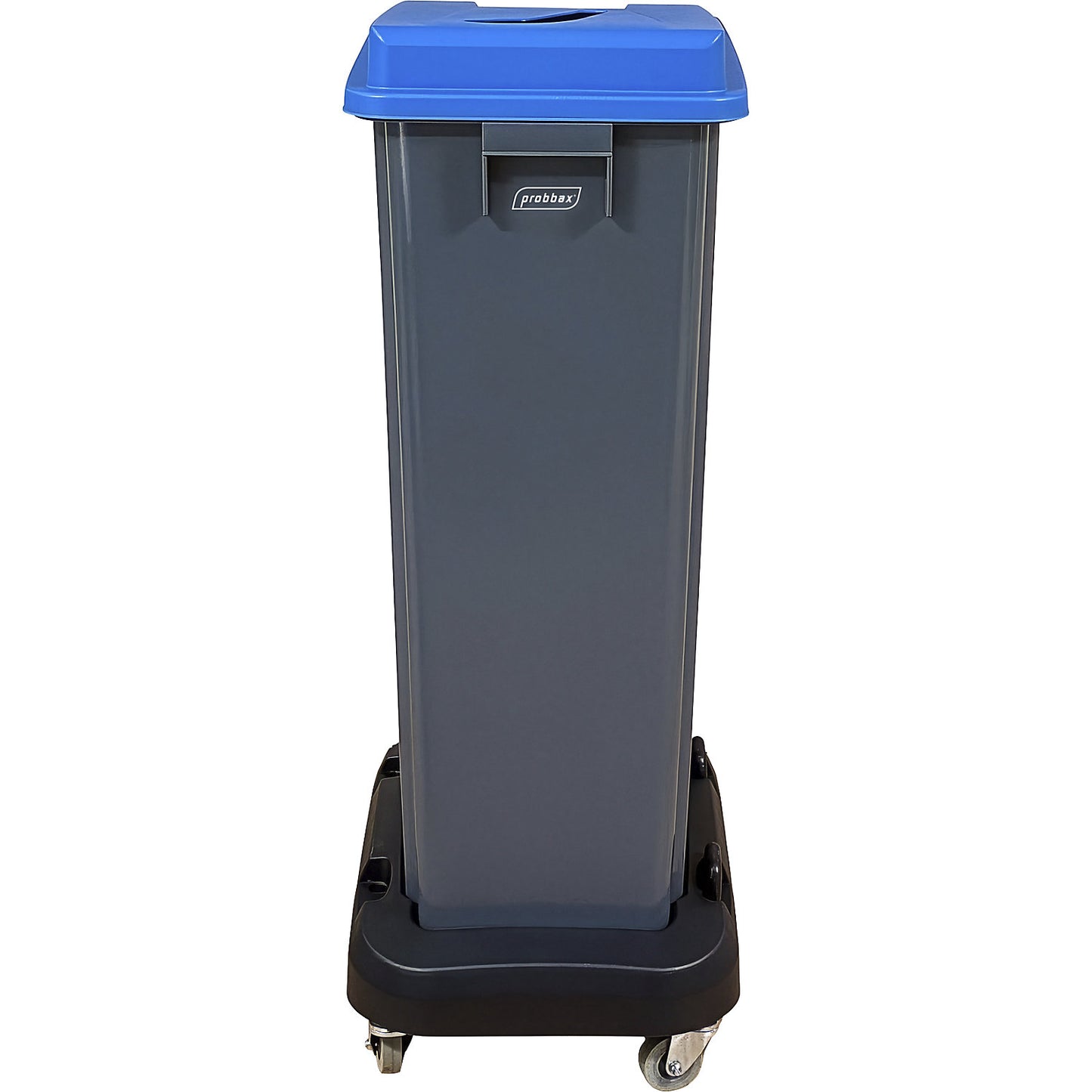 Recycling collector with trolley, blue lid, 80 litres.
