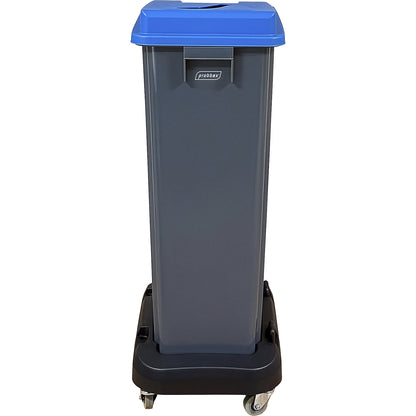 Recycling collector with trolley, blue lid, 80 litres.