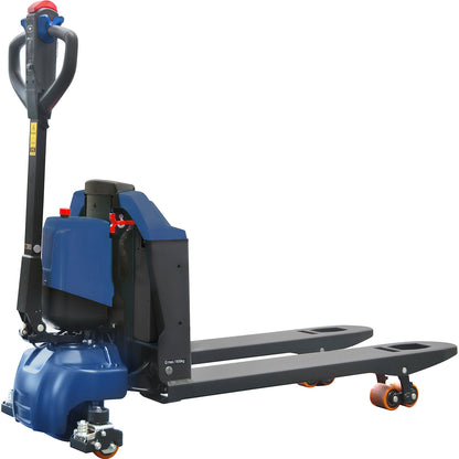 Electric pallet truck, max. load 1500 kg, lithium-ion battery, LxW 1538 x 540 mm.