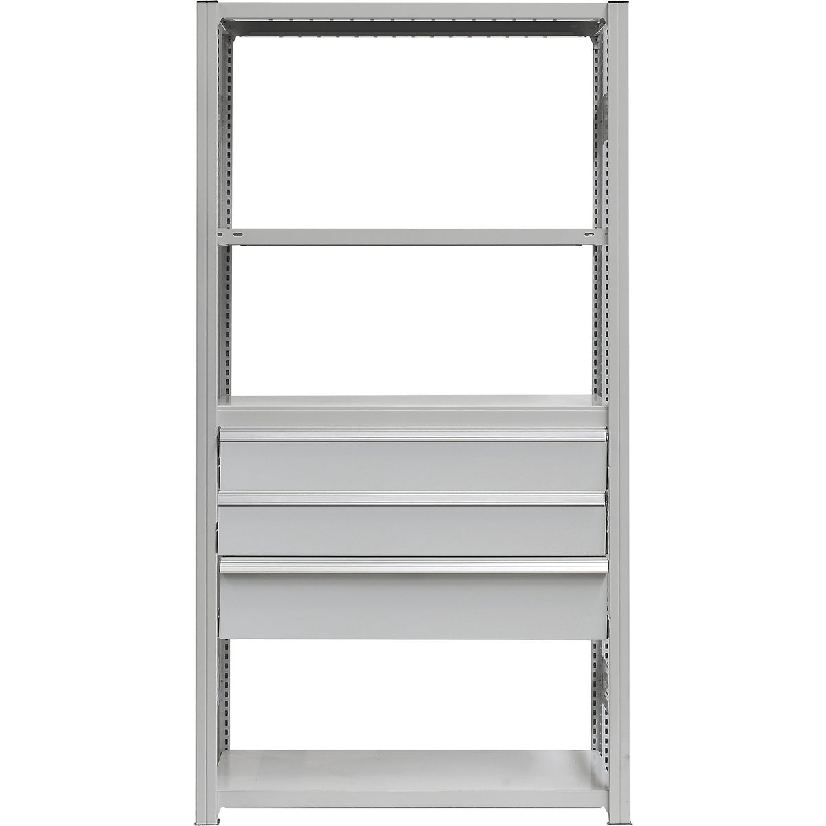 Drawer set, 3 drawers, powder coated, WxD 1300 x 400 mm, max. load 50 kg, installation height 550 mm.