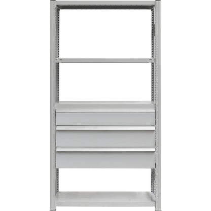 Drawer set, 3 drawers, powder coated, WxD 750 x 400 mm, max. load 50 kg, installation height 600 mm.