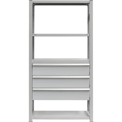 Drawer set, 3 drawers, powder coated, WxD 750 x 600 mm, max. load 60 kg, installation height 650 mm.