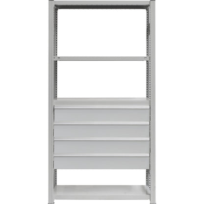 Drawer set, 4 drawers, powder coated, WxD 1000 x 500 mm, max. load 60 kg, installation height 650 mm.