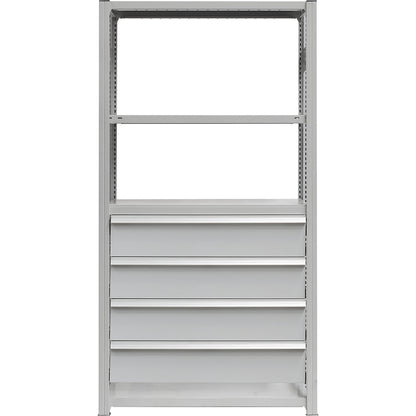 Drawer set, 4 drawers, powder coated, WxD 1000 x 600 mm, max. load 60 kg, installation height 850 mm.