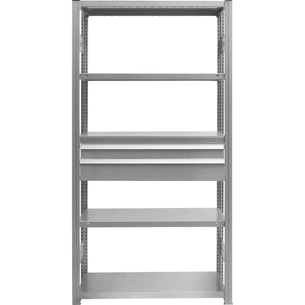 Drawer set, 2 drawers, zinc plated, WxD 750 x 500 mm, max. load 60 kg, installation height 300 mm.