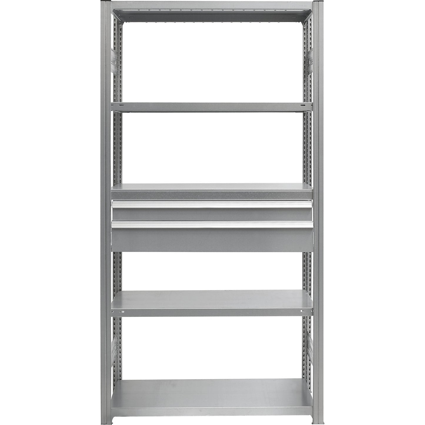 Drawer set, 2 drawers, zinc plated, WxD 750 x 500 mm, max. load 60 kg, installation height 300 mm.