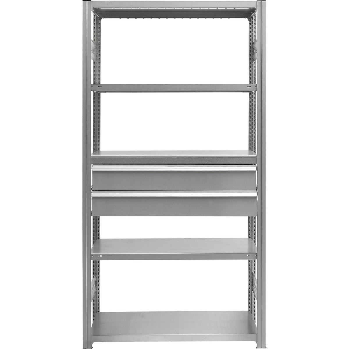 Drawer set, 2 drawers, zinc plated, WxD 750 x 600 mm, max. load 60 kg, installation height 350 mm.