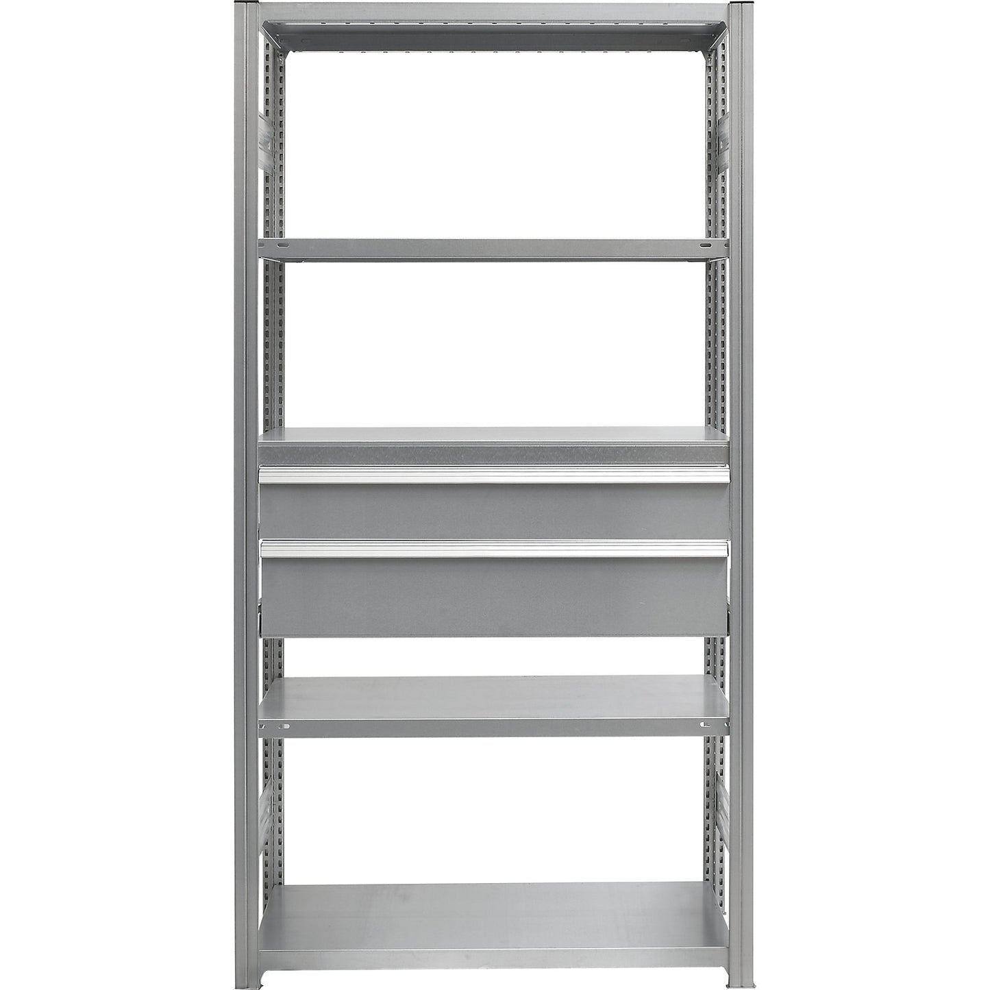Drawer set, 2 drawers, zinc plated, WxD 750 x 400 mm, max. load 50 kg, installation height 400 mm.