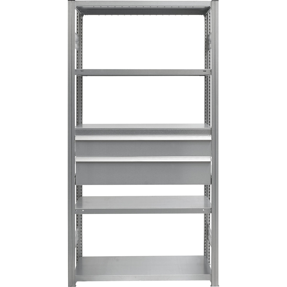 Drawer set, 2 drawers, zinc plated, WxD 750 x 400 mm, max. load 50 kg, installation height 400 mm.