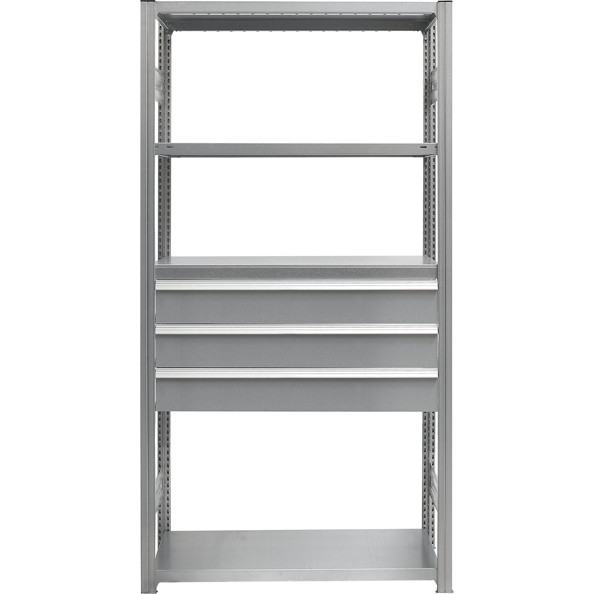 Drawer set, 3 drawers, zinc plated, WxD 1300 x 400 mm, max. load 50 kg, installation height 500 mm.