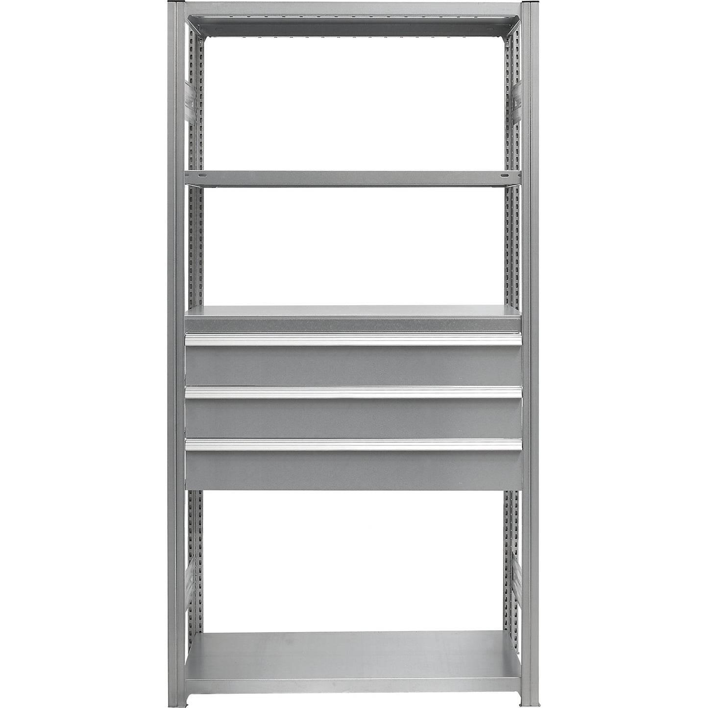 Drawer set, 3 drawers, zinc plated, WxD 1000 x 400 mm, max. load 50 kg, installation height 500 mm.