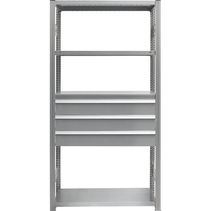 Drawer set, 3 drawers, zinc plated, WxD 750 x 400 mm, max. load 50 kg, installation height 500 mm.