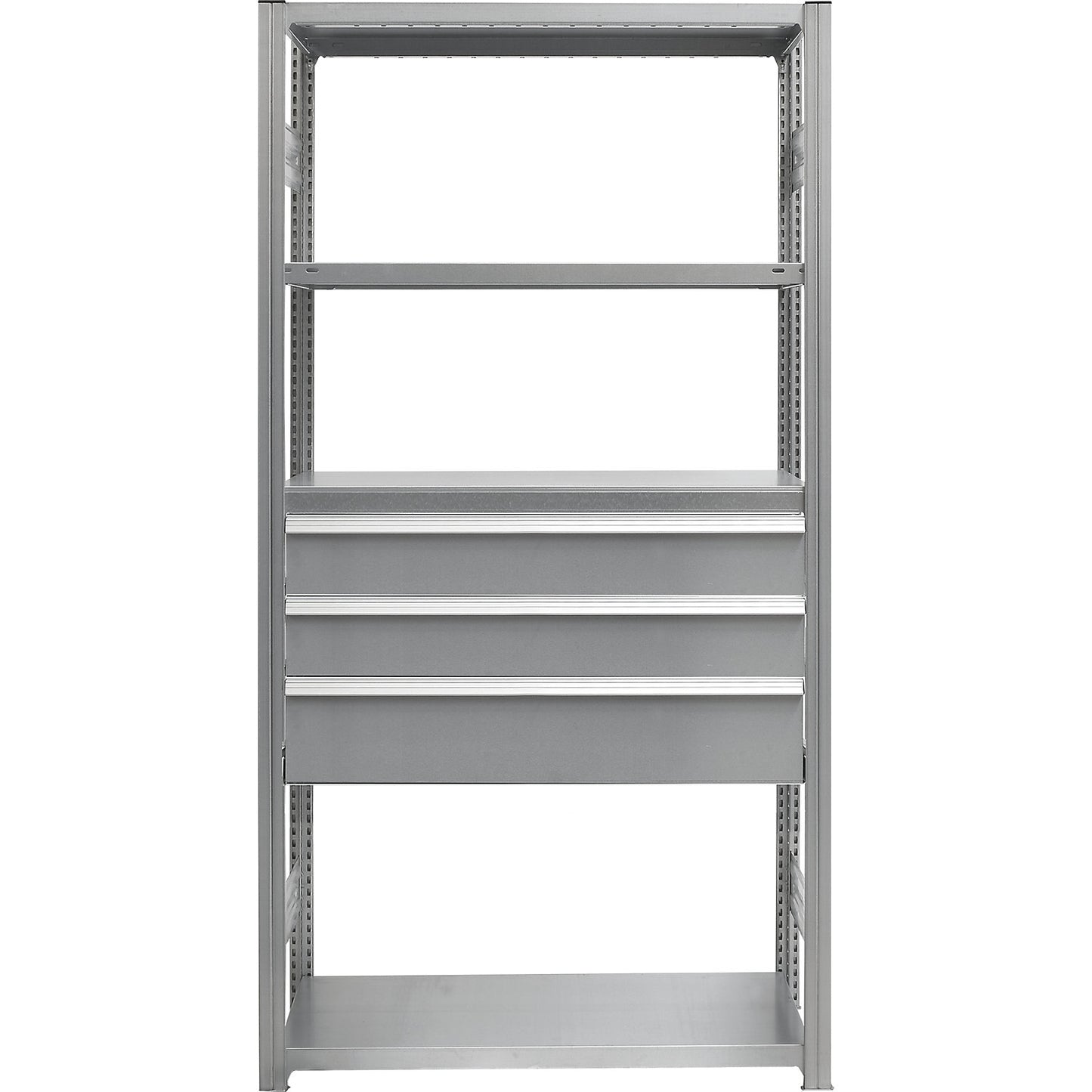 Drawer set, 3 drawers, zinc plated, WxD 1300 x 500 mm, max. load 60 kg, installation height 550 mm.