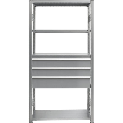 Drawer set, 3 drawers, zinc plated, WxD 750 x 600 mm, max. load 60 kg, installation height 550 mm.