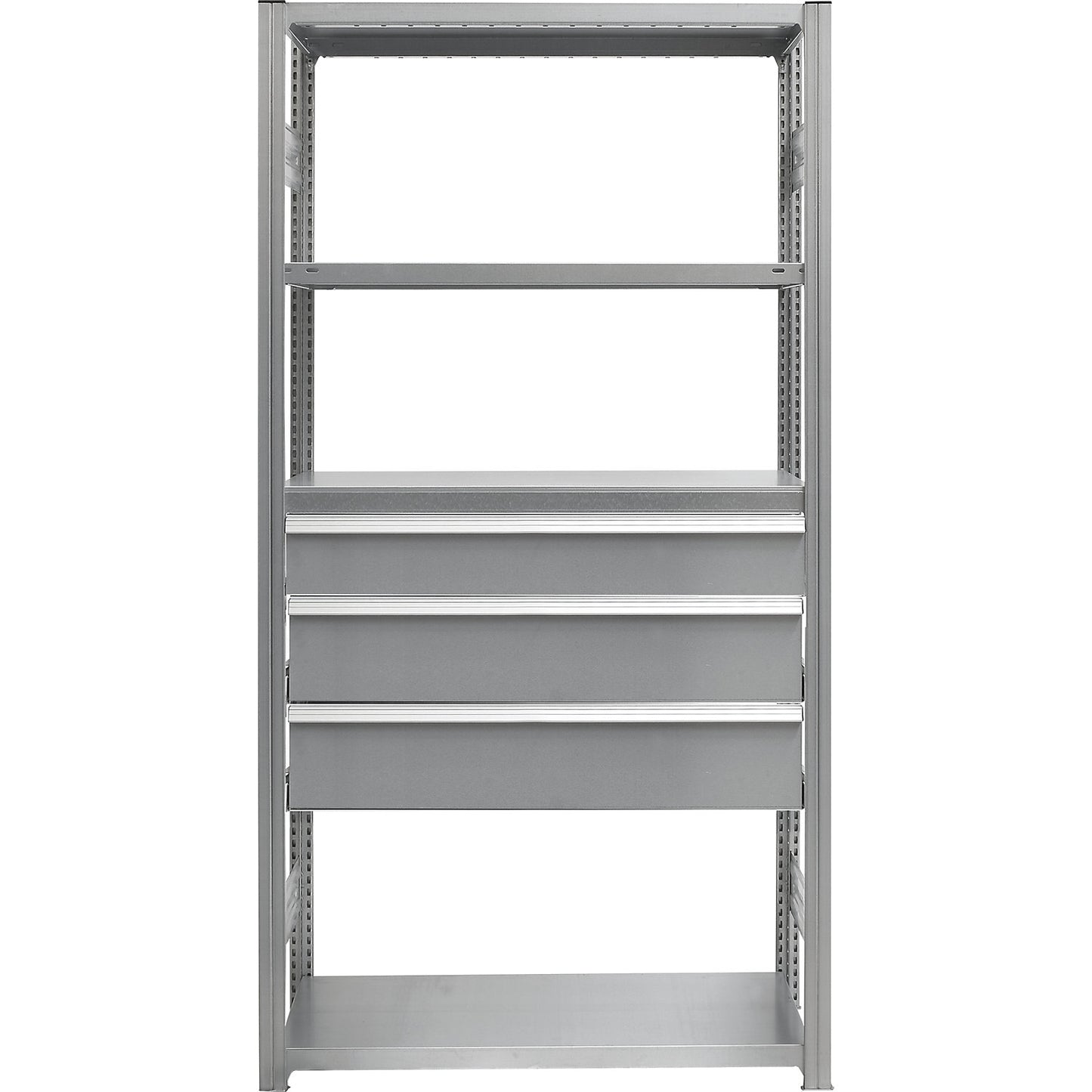 Drawer set, 3 drawers, zinc plated, WxD 1300 x 500 mm, max. load 60 kg, installation height 600 mm.