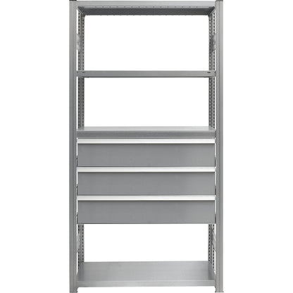 Drawer set, 3 drawers, zinc plated, WxD 750 x 500 mm, max. load 60 kg, installation height 650 mm.