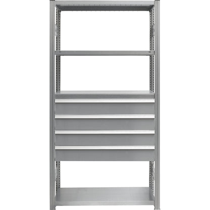 Drawer set, 4 drawers, zinc plated, WxD 750 x 500 mm, max. load 60 kg, installation height 650 mm.