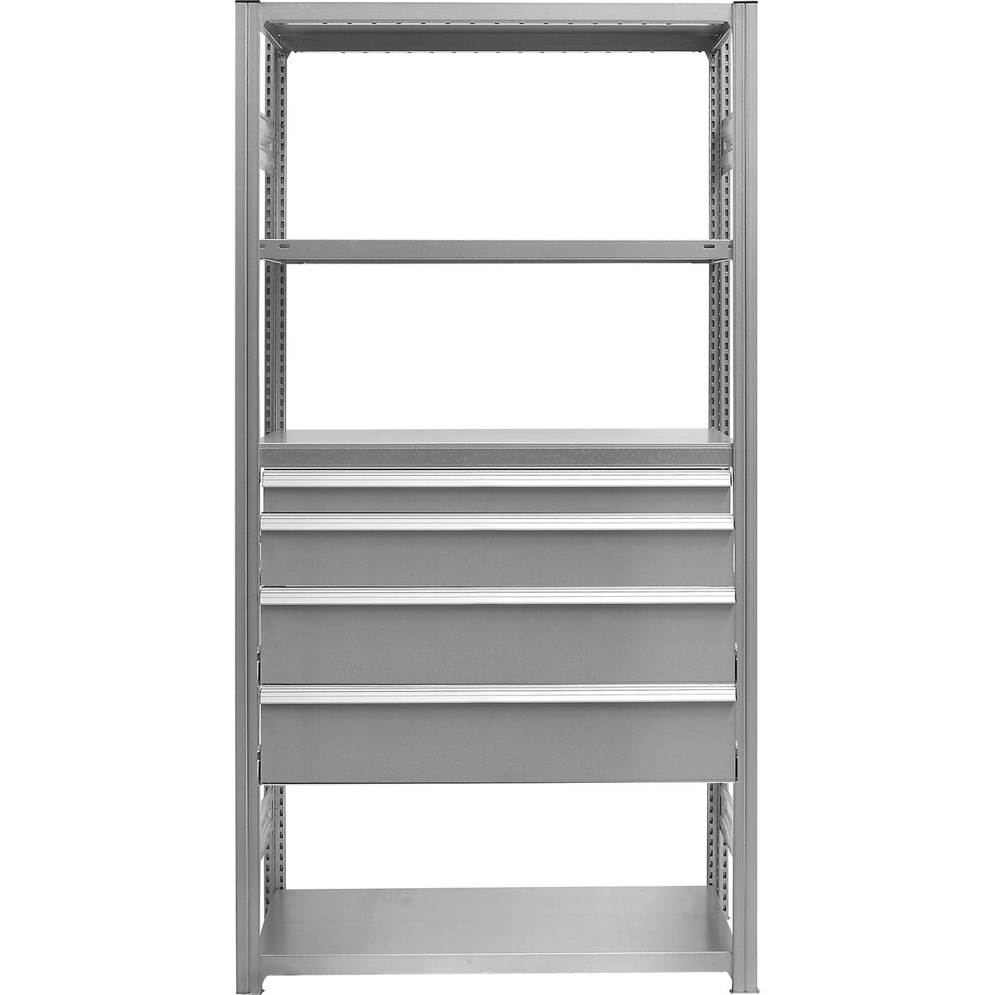 Drawer set, 4 drawers, zinc plated, WxD 1300 x 500 mm, max. load 60 kg, installation height 700 mm.