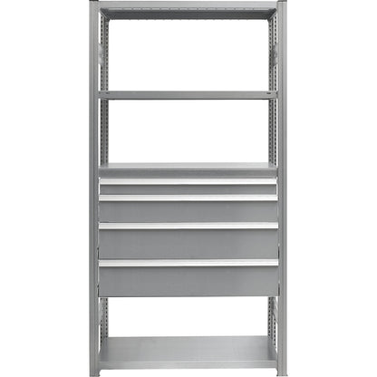 Drawer set, 4 drawers, zinc plated, WxD 1300 x 500 mm, max. load 60 kg, installation height 700 mm.