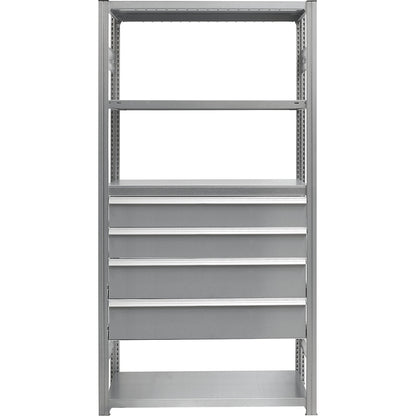 Drawer set, 4 drawers, zinc plated, WxD 1300 x 600 mm, max. load 60 kg, installation height 750 mm.