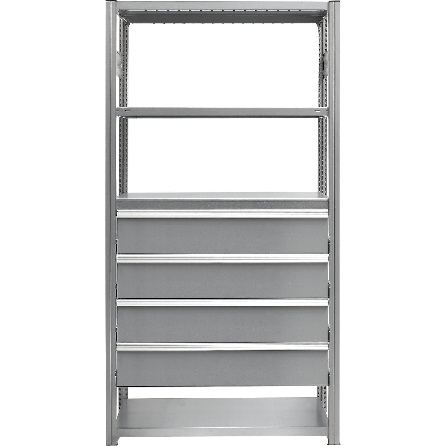 Drawer set, 4 drawers, zinc plated, WxD 1000 x 400 mm, max. load 50 kg, installation height 850 mm.