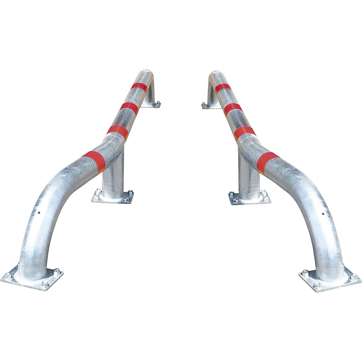 Lorry entry guide, ram protection bar set, LxWxH 2800 x 108 x 280 mm, pair, zinc plated/red.