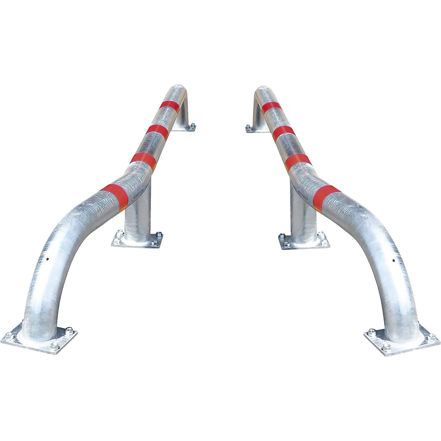 Lorry entry guide, ram protection bar set, LxWxH 2800 x 108 x 280 mm, pair, zinc plated/red.
