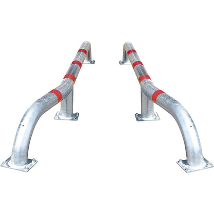 Lorry entry guide, ram protection bar set, LxWxH 2800 x 108 x 280 mm, pair, zinc plated/red.