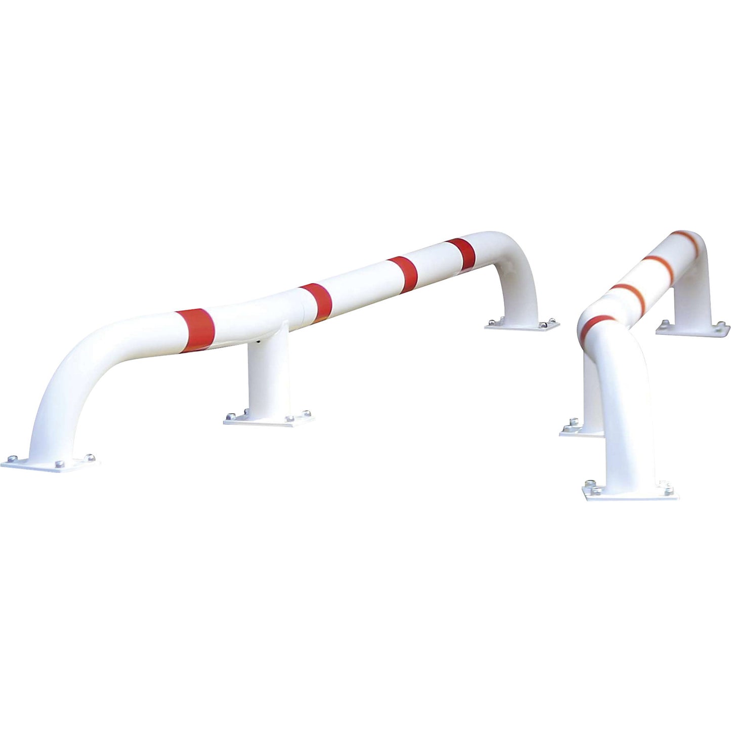 Lorry entry guide, ram protection bar set, LxWxH 2800 x 108 x 280 mm, pair, white/red.