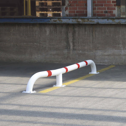 Lorry entry guide, ram protection bar set, LxWxH 2800 x 108 x 280 mm, pair, white/red.