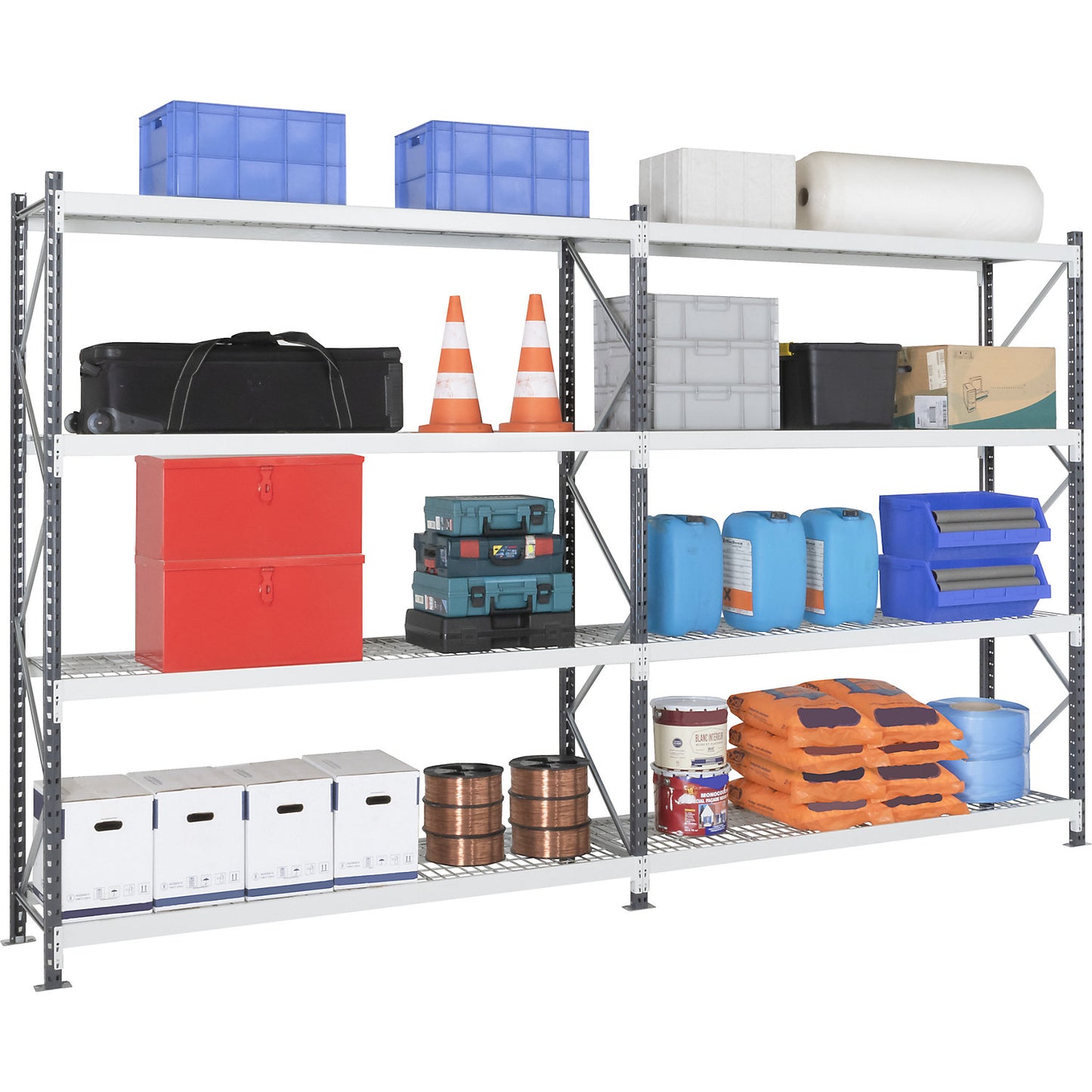 Wide span shelving unit sprinkler, max. shelf load 660 kg, HxWxD 2500 x 2000 x 600 mm, extension shelf unit.