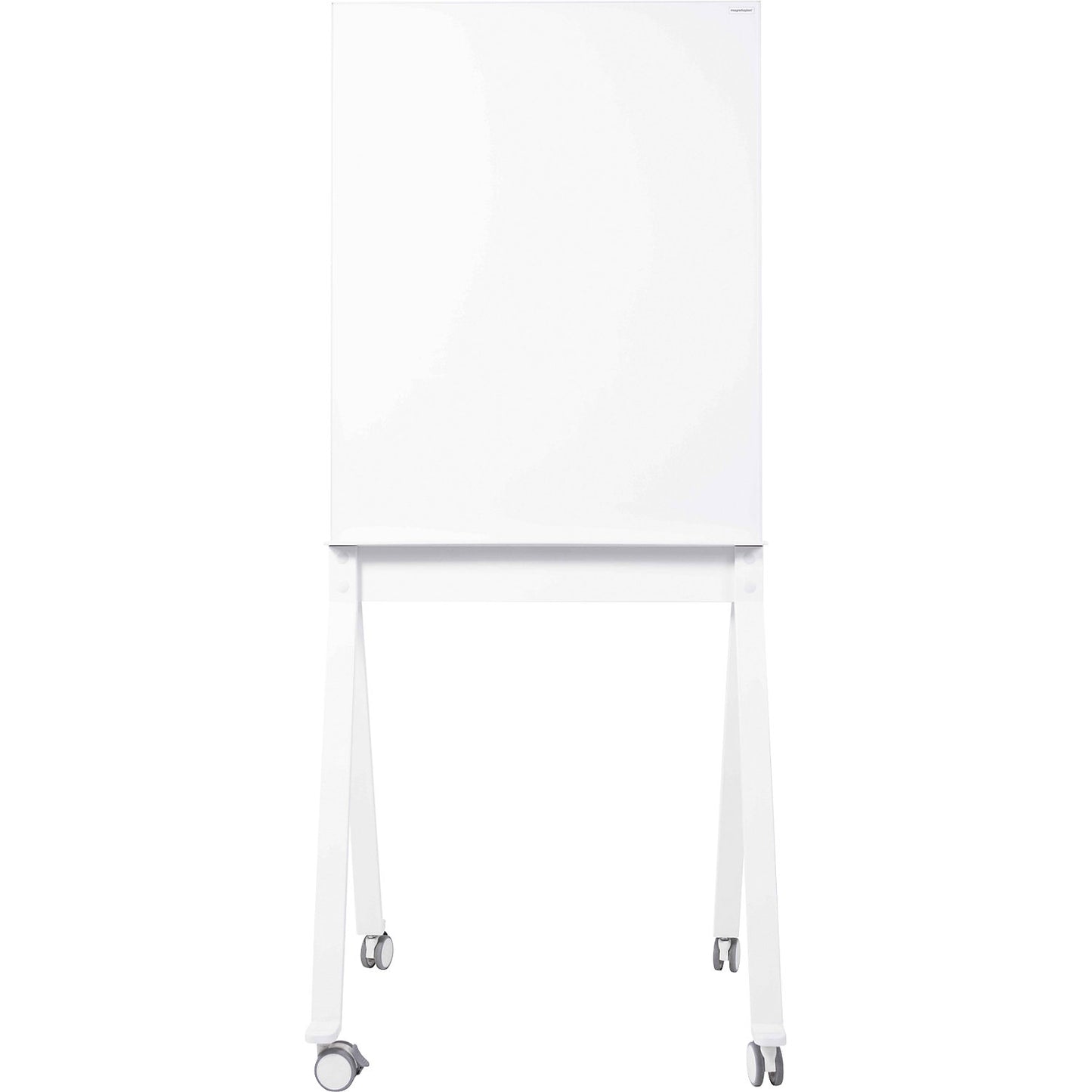 Designer glass board, mobile, magnetic, WxH 760 x 1800 mm, white.