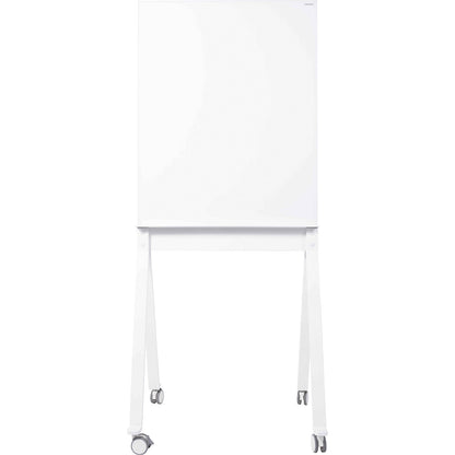 Designer glass board, mobile, magnetic, WxH 760 x 1800 mm, white.