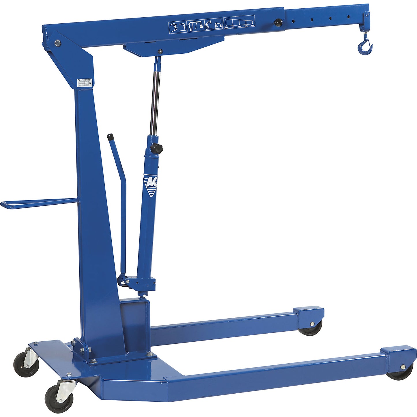 Hydraulic workshop crane, for workshops and industry, max. load 2000 kg.