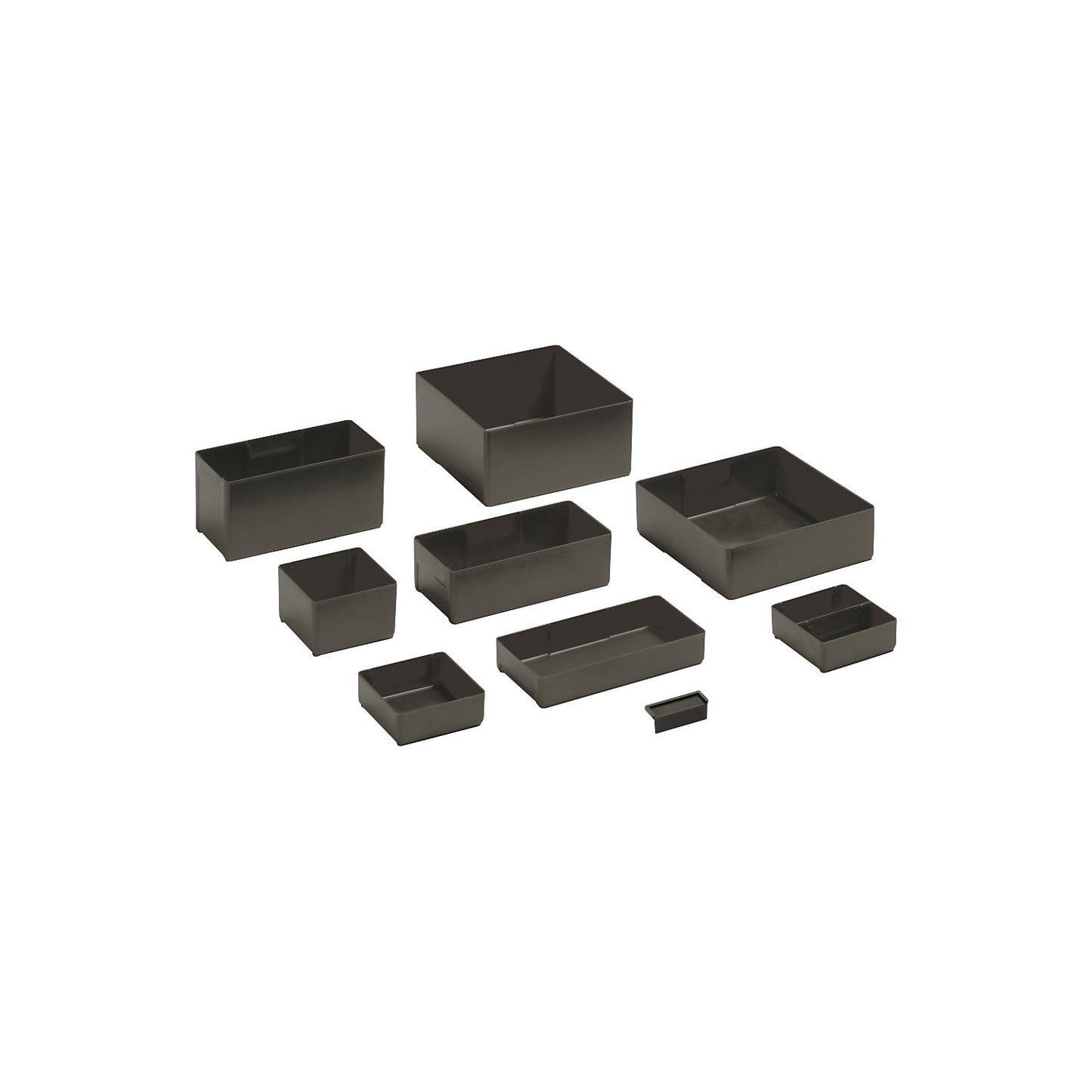 ESD drawer divider, insert boxes, black, HxWxD 26 x 150 x 150 mm, for H 50 mm, pack of 6.