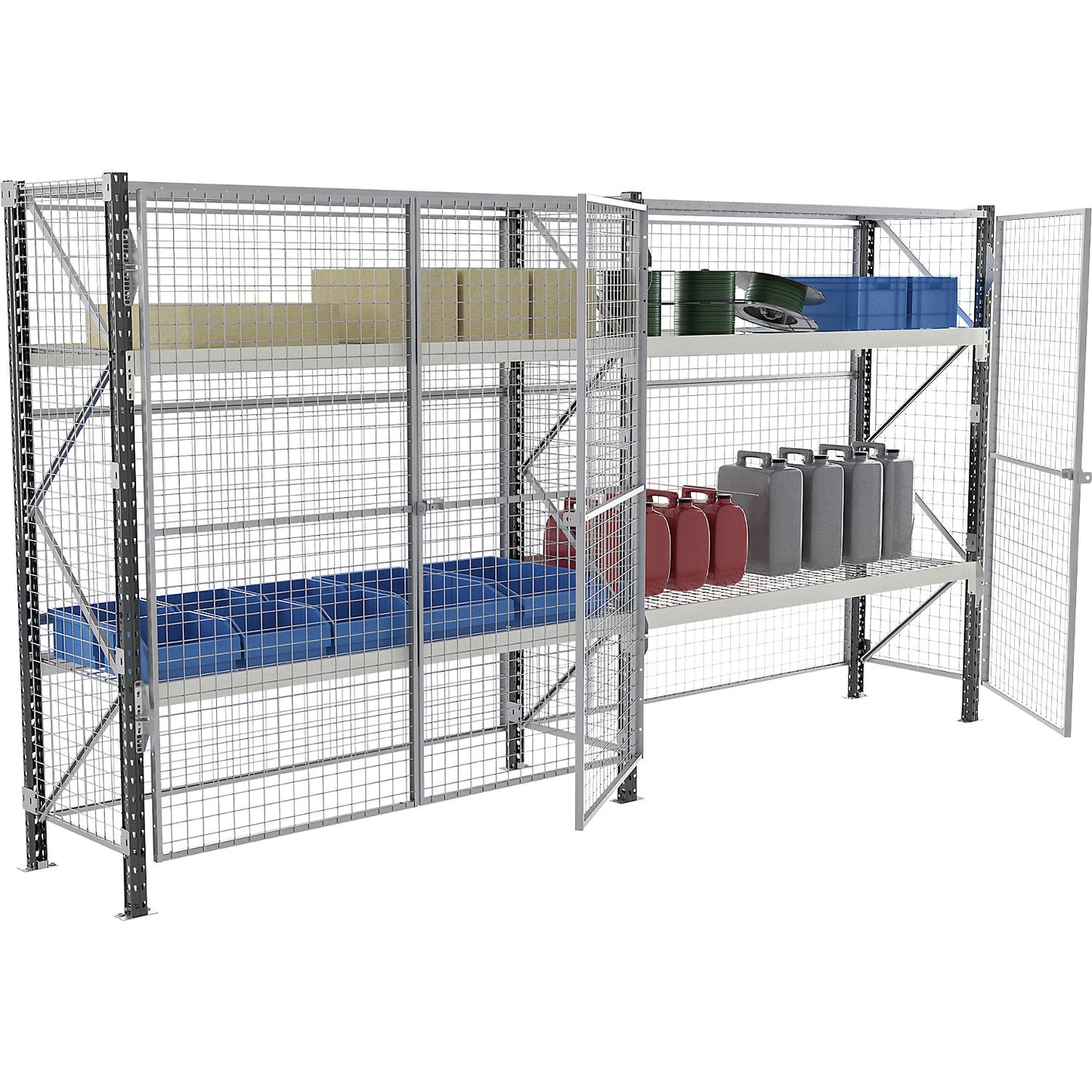 Wide-span safety shelving unit, max. bay load 4500 kg, HxWxD 2500 x 1800 x 600 mm, standard shelf unit.