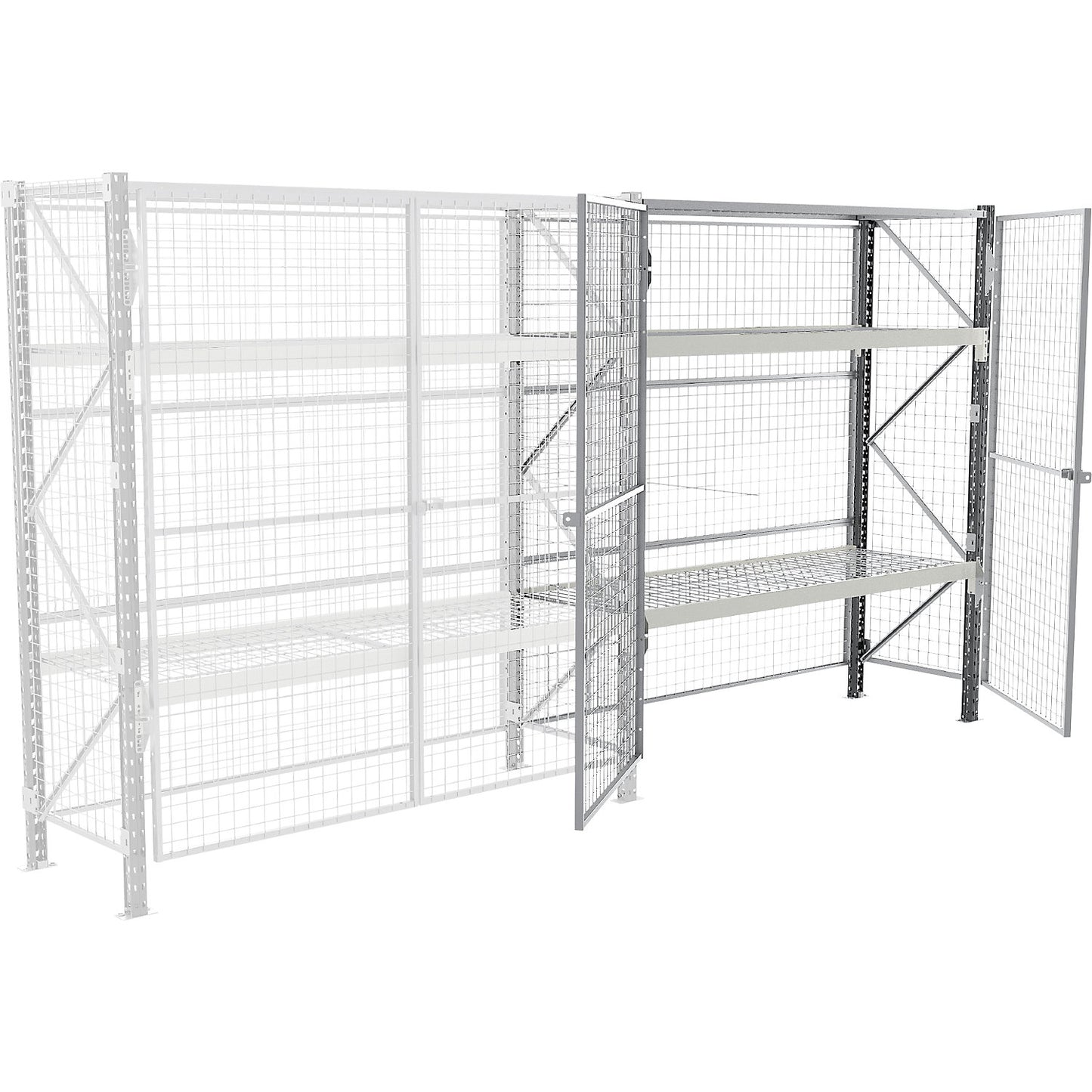 Wide-span safety shelving unit, max. bay load 4500 kg, HxWxD 2000 x 1800 x 600 mm, extension shelf unit.