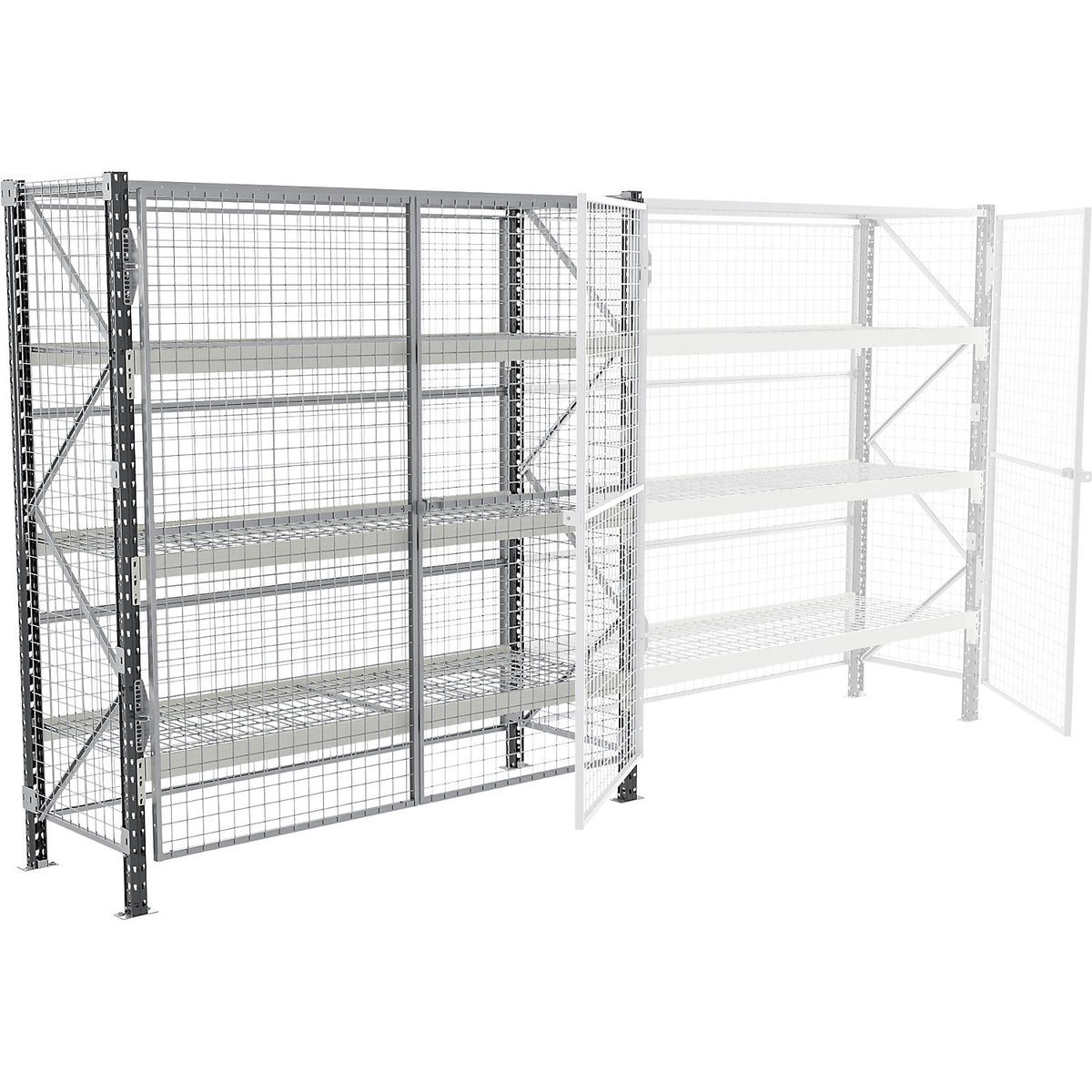 Wide-span safety shelving unit, max. bay load 4500 kg, HxWxD 2500 x 1800 x 800 mm, standard shelf unit.