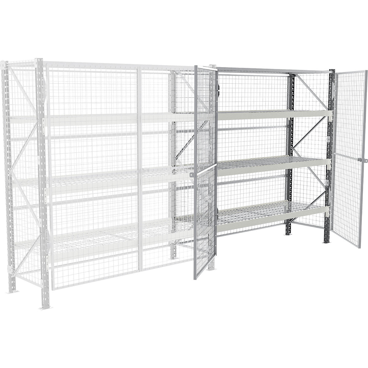 Wide-span safety shelving unit, max. bay load 4500 kg, HxWxD 2500 x 1800 x 600 mm, extension shelf unit.