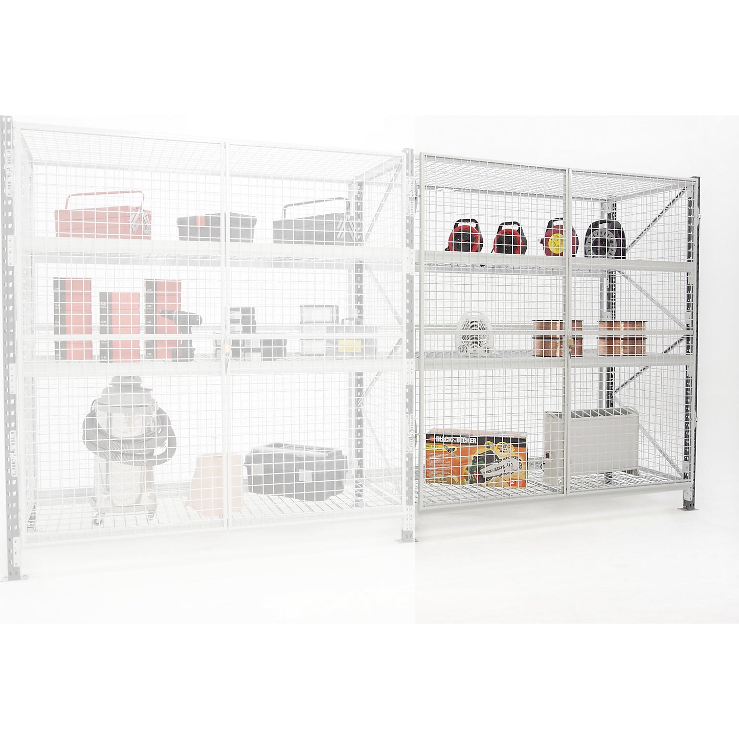 Wide-span safety shelving unit, max. bay load 4500 kg, HxWxD 2500 x 1800 x 800 mm, extension shelf unit.