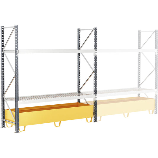 Wide span shelving unit with tray, W 1800 mm, HxD 2000 x 800 mm, max. shelf load 660 kg, standard shelf unit.