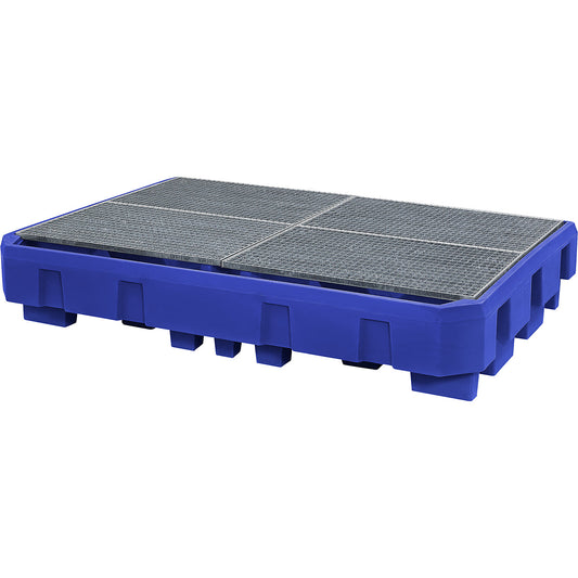Polyethylene sump tray, for 2 IBC/KTC pedestals, sump capacity 1000 l, with grate.