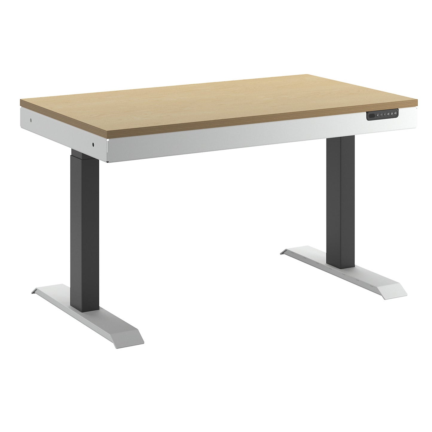 Work table, electrically height adjustable, multiplex board, WxD 1200 x 700 mm.