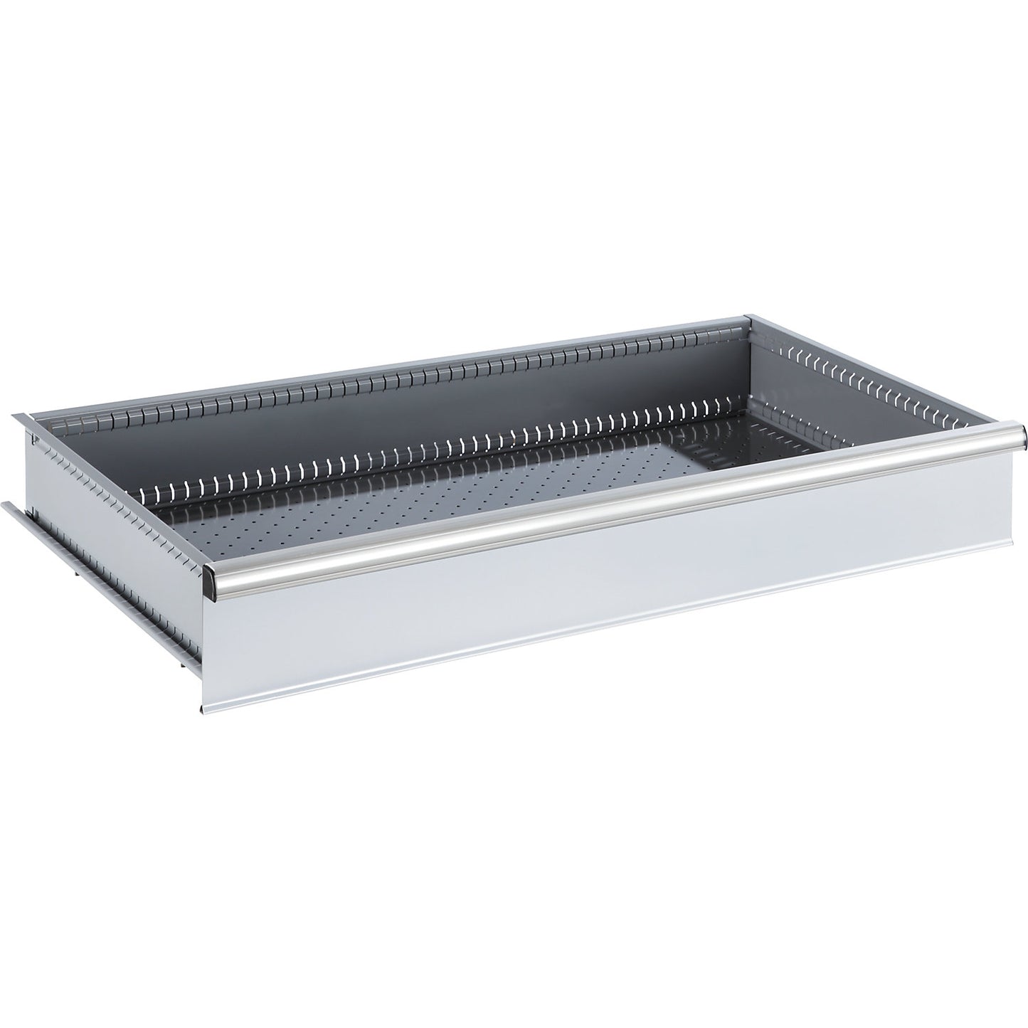 Drawer for ESD heavy-duty cupboard, WxD 918 x 459 mm, max. load 200 kg, front height 100 mm, light grey RAL 7035.
