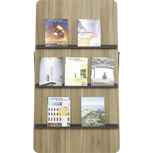 Brochure display stand model C, wood, HxWxD 1450 x 750 x 398 mm, 3 compartments.